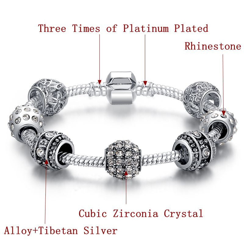 Silver & Crystal Charm Bracelets