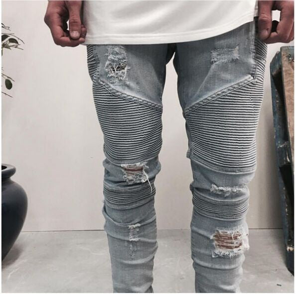 Skinny Ripped Stretch Slim Fashion Jeans for Men
