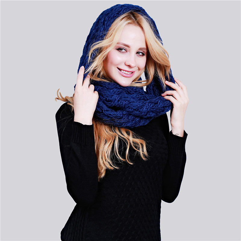Cable Ring Knitted Infinity Scarves Warm Neck Circle