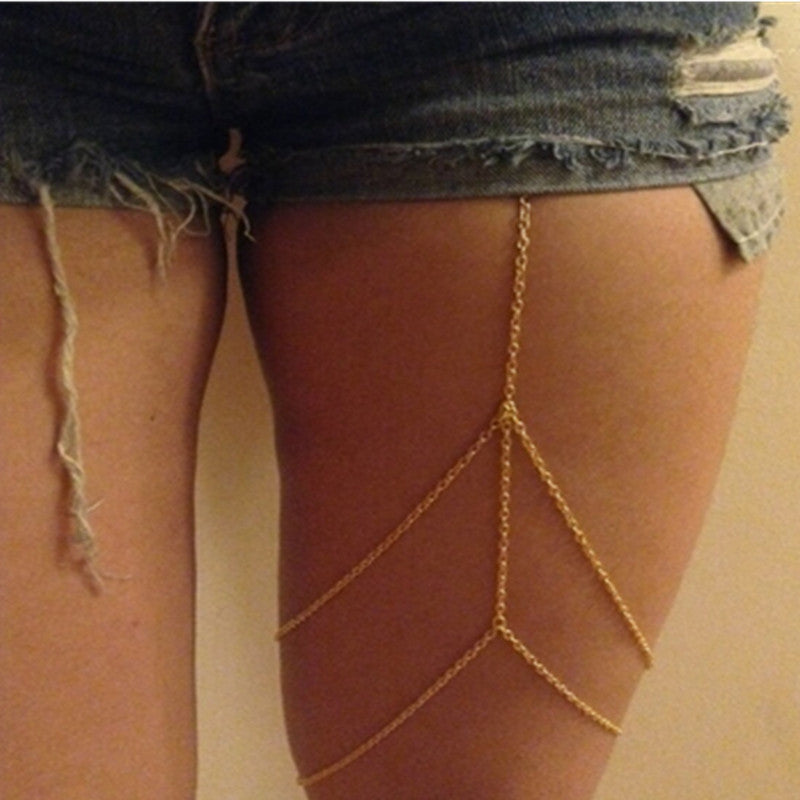Gold Plated Thigh Leg Chain Body Jewelry