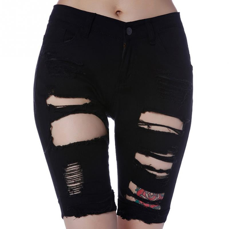 Half Ripped Streachable Jeans For Women