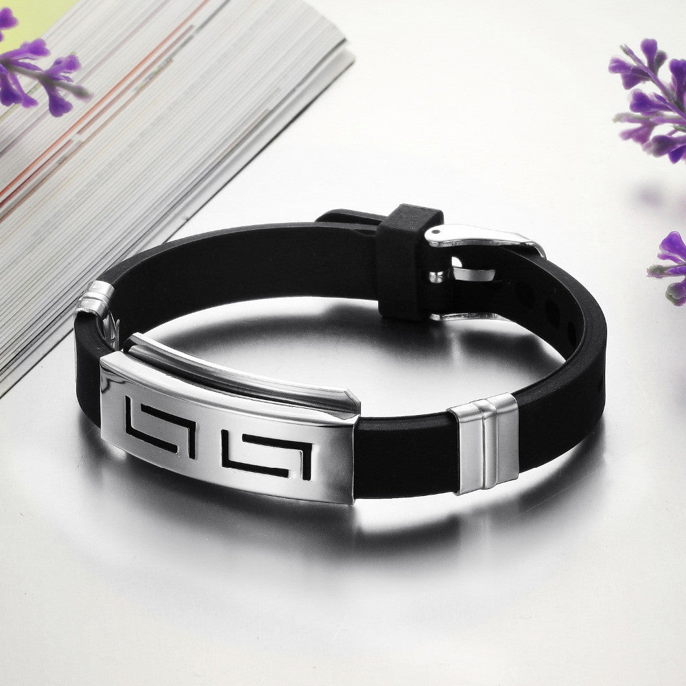 Silicone Silver Hollow Bracelets mj-