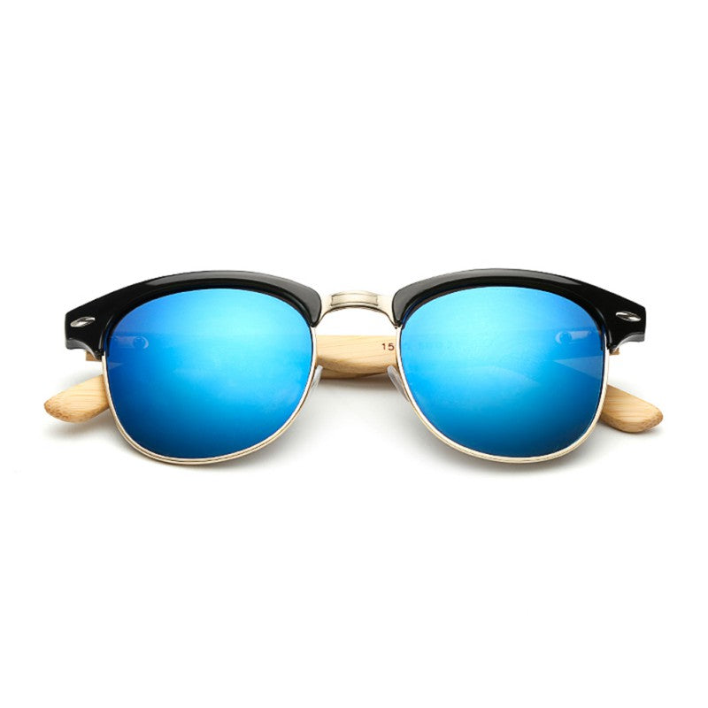 Half-Frame Unisex Wooden Sunglasses Unisex