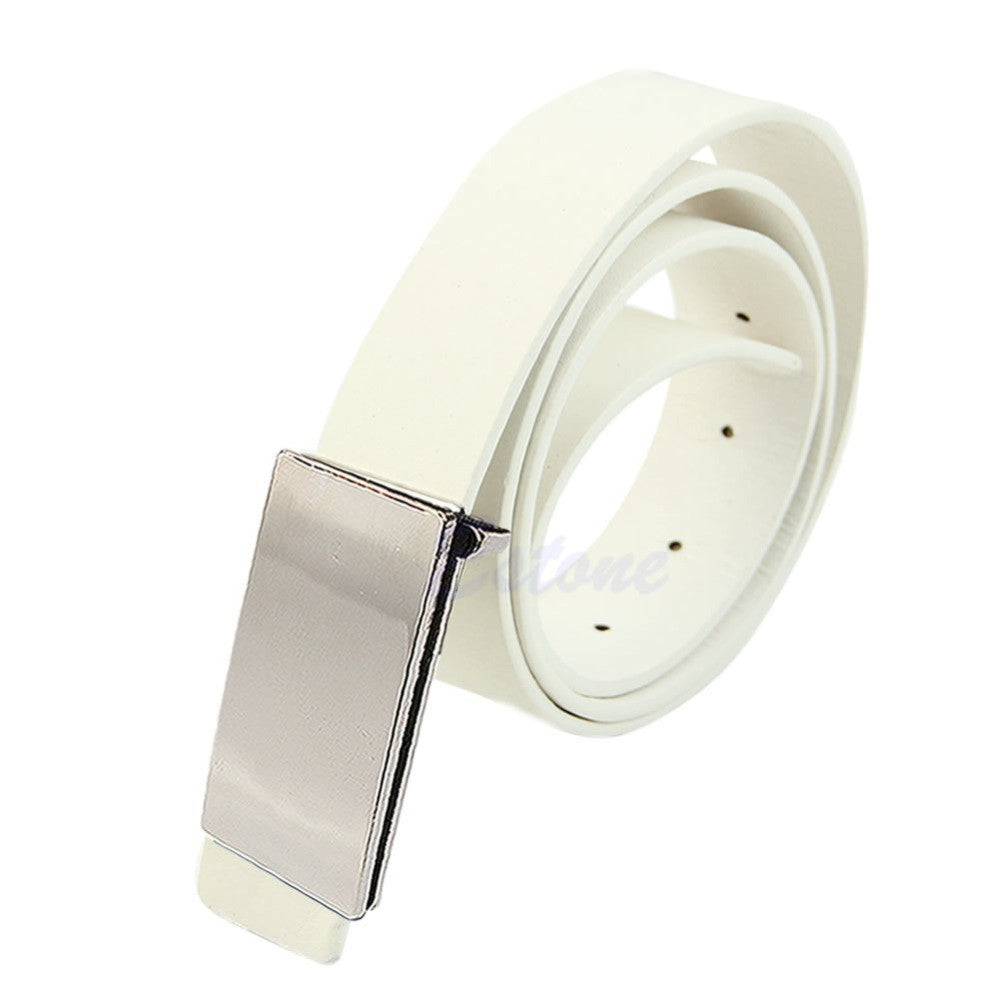 Faux Leather Metal Automatic Formal Buckle Dress Belt for Men