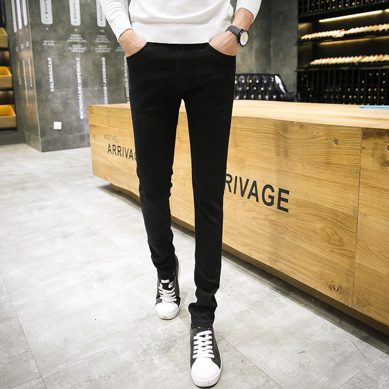 Straight Leg Denim Black Jeans For Men