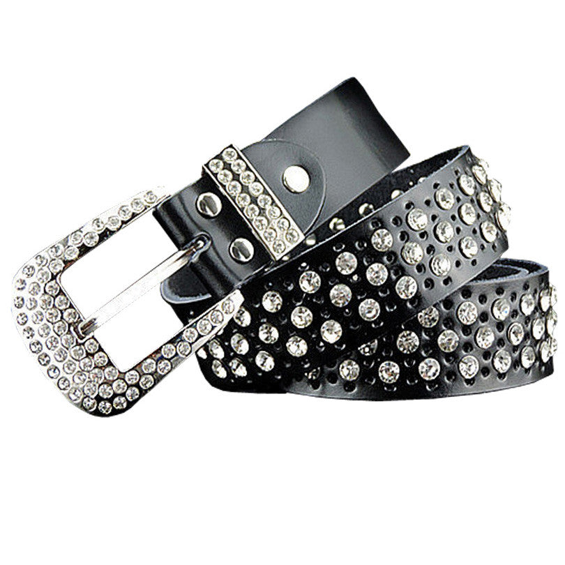 Rhinestone Luxury Design Genuine Leather High Quality Belt For Women