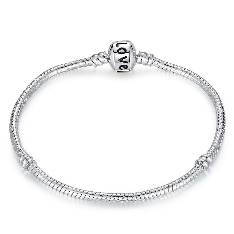 5 Style Silver Plated LOVE Snake Chain Bracelets & Bangle