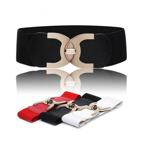 Buckle Elastic Wide Belt Cummerbund Strap Belt For Women