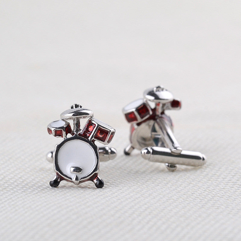 Red White Musical Band Drum Cufflinks