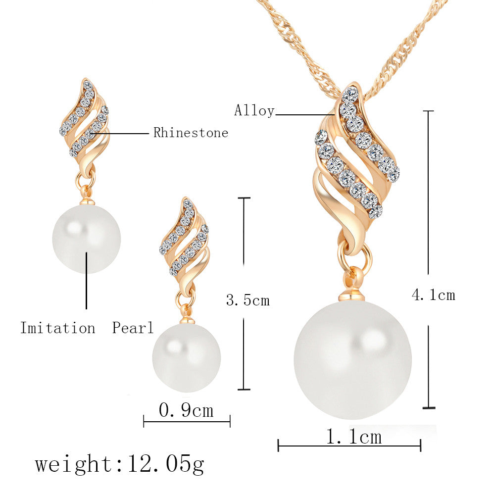 Necklaces Earrings Crystal Pearl Jewelry Sets