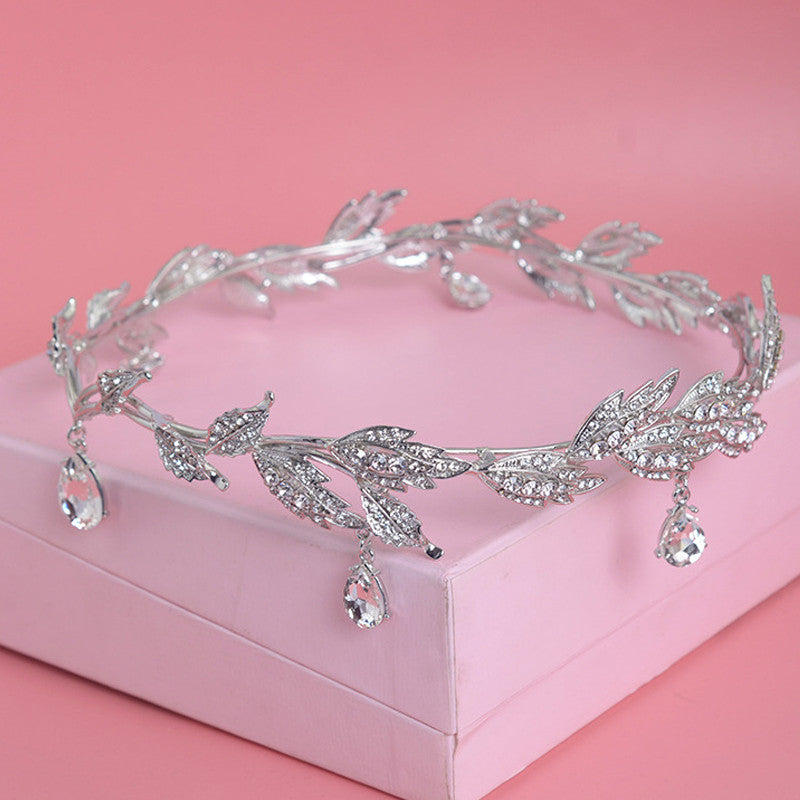 Crystal Crown Bridal Accessory Wedding Waterdrop Leaf Design Hairband