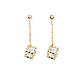Cube Crystals Gold Plated Jewelry Sets Drop Earrings and Pendants