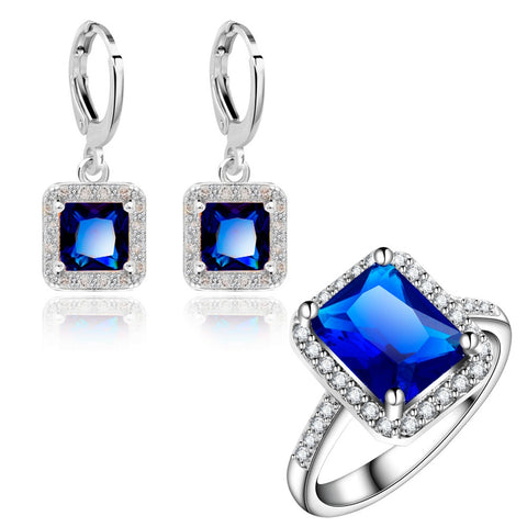 Elegant Square Design Ring Earrings Jewelry Sets wr-