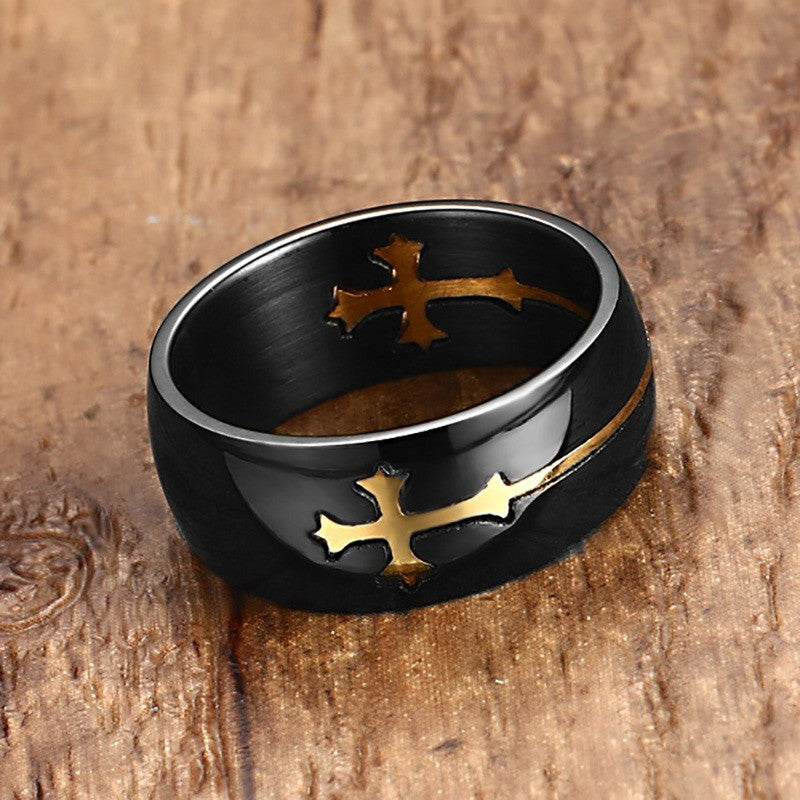 Cross Ring for Men Woman Black Color Stainless Steel Cool Male Design Jewelry mj-