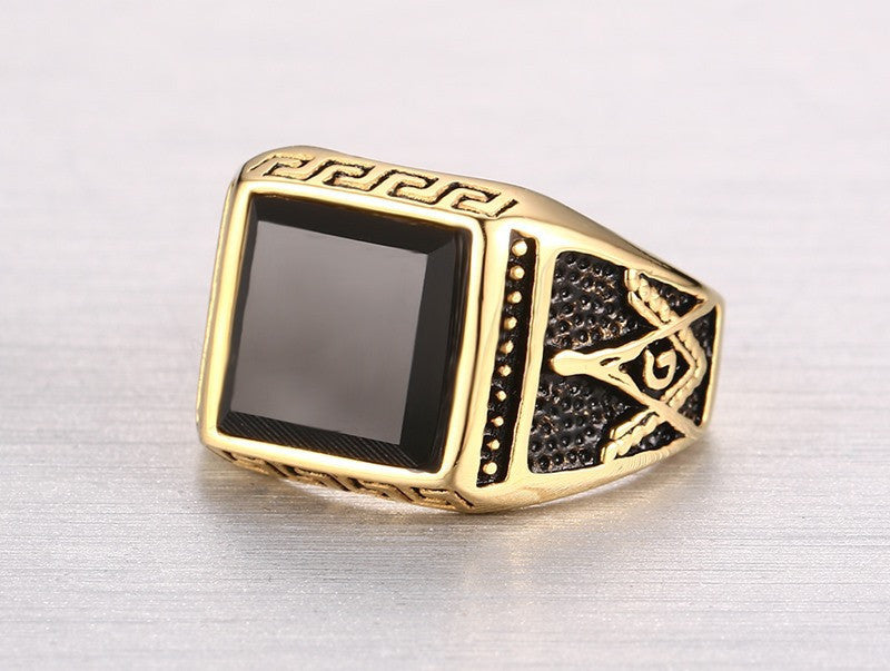 Gold Plated Cool Men Masonic Rings Men's Jewelry