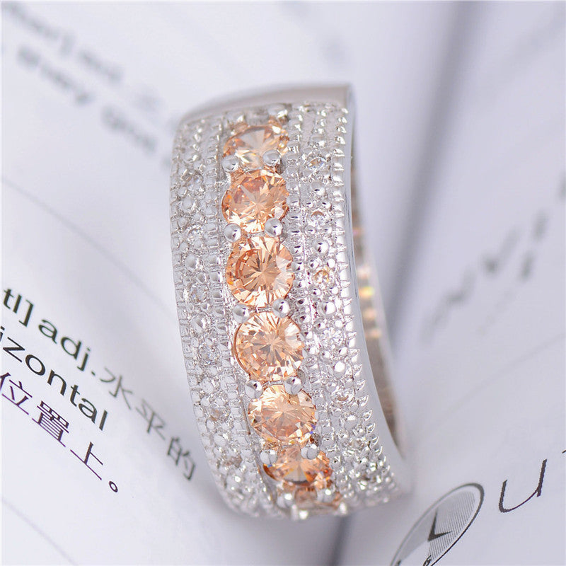 Champagne CZ Diamond Jewelry For Wedding Party Rings wr-