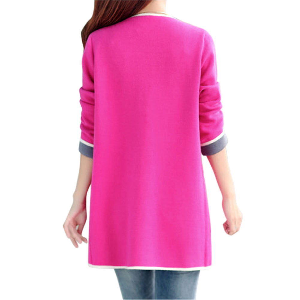 Long Full Sleeve Slim Pocket Knitted Cardigan Sweaters for Women