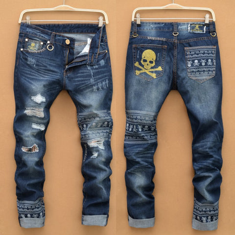 Runway Slim Denim Ripped Jeans for Men