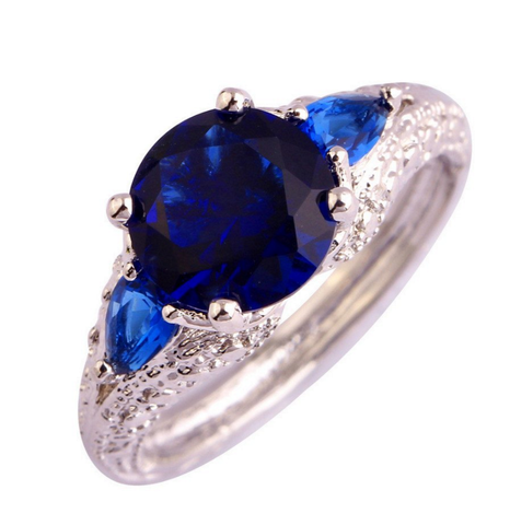 New Arrival Fashion Jewelry Blue AAA CZ Silver Ring wr-