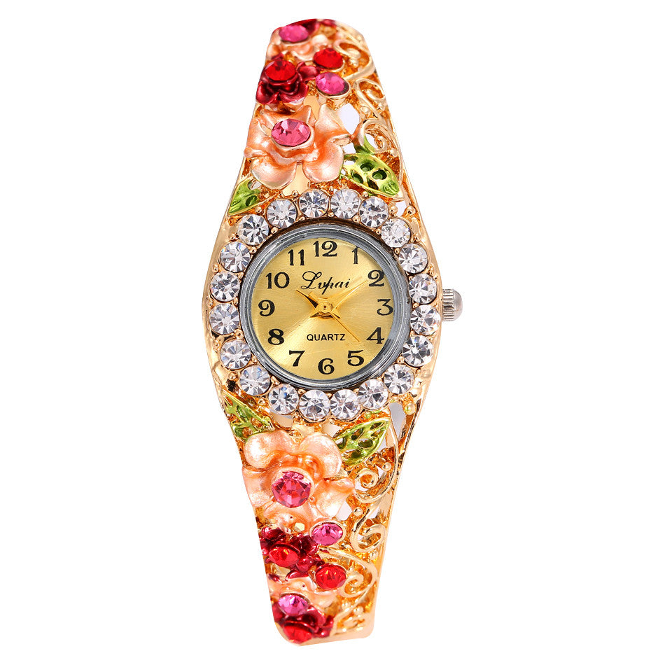 Crystal And Flower Design Vintage Watches ww-b