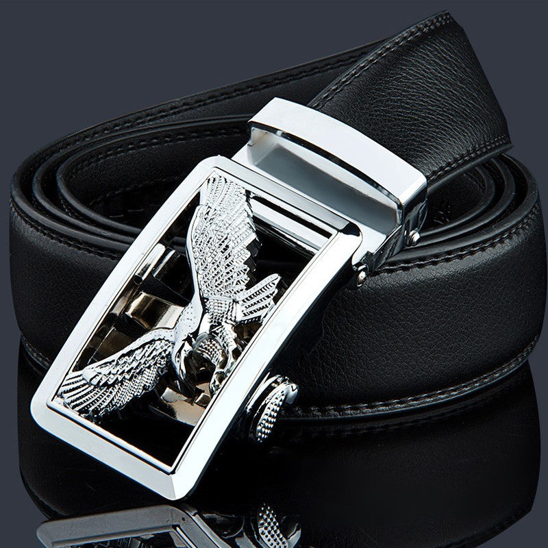 Automatic Buckle Luxury Black Strap High Quality Genuine Leather Belt For Men