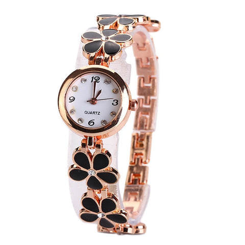 Lovely Daisies Flower Rose Gold Bracelet Wrist Wacth ww-b