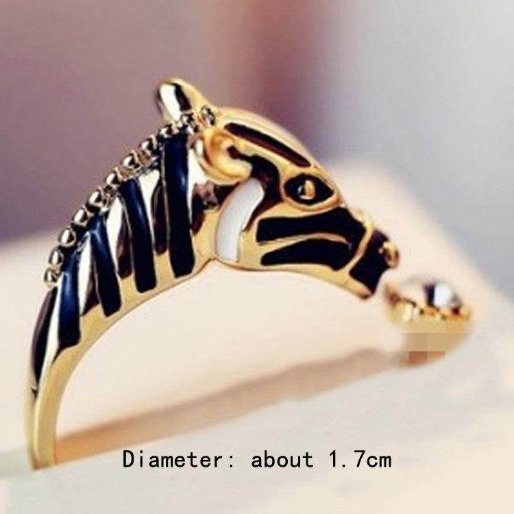 Animal Design Zebra Horse Head Adjustable Index Finger Ring wr-