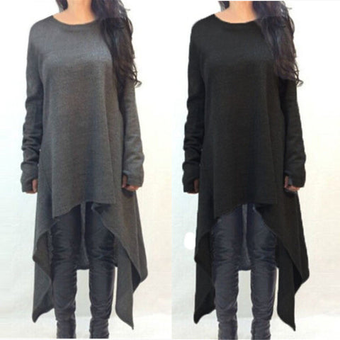 Knitted Long Gray And Black Sweaters For Women