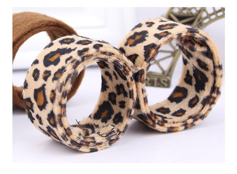 Hair Bun Donut Black Leopard Tail Hairbands Accessories