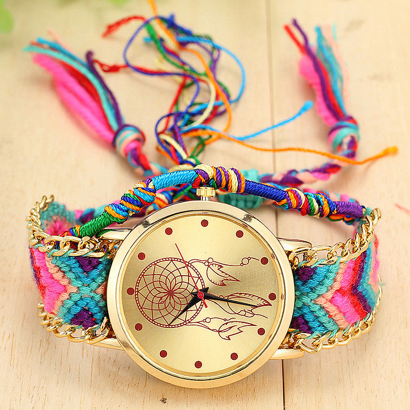 Vintage Women Native Handmade Knitted Dreamcatcher Friendship Watch ww-b