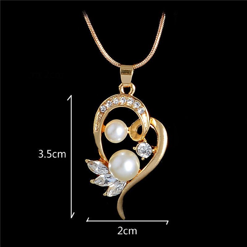 Water Drop Pearl Flowers Gold Plated Necklaces Earrings Jewelry Sets
