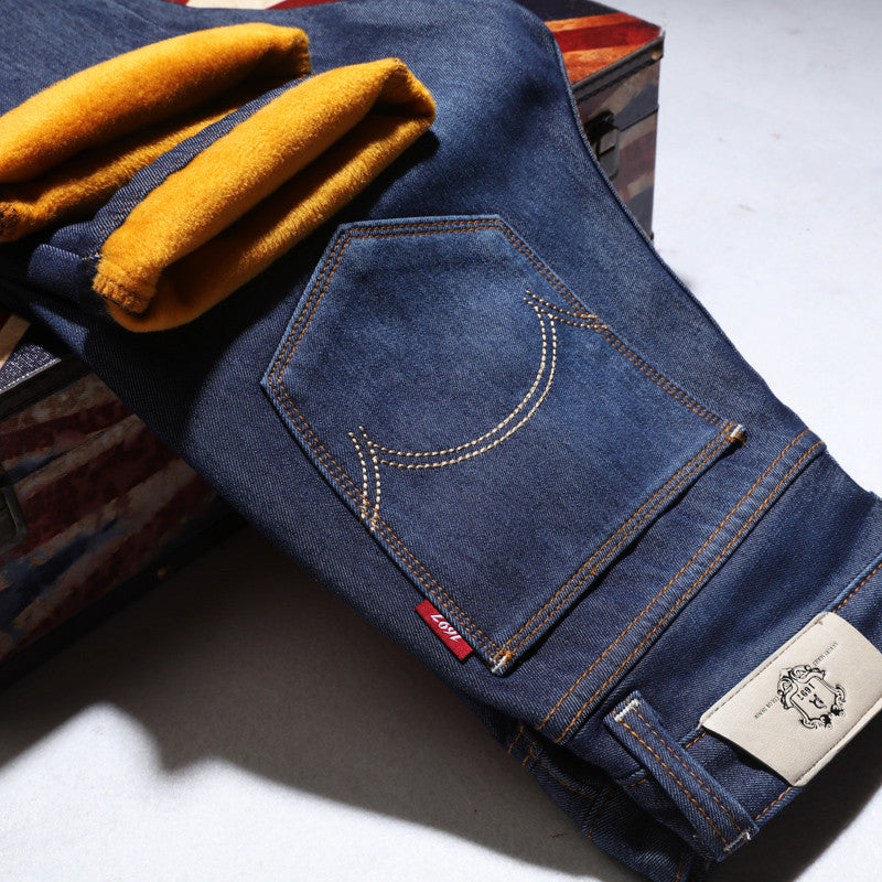 Best Thicken Warm Stretch Denim Fleece Jeans for Men
