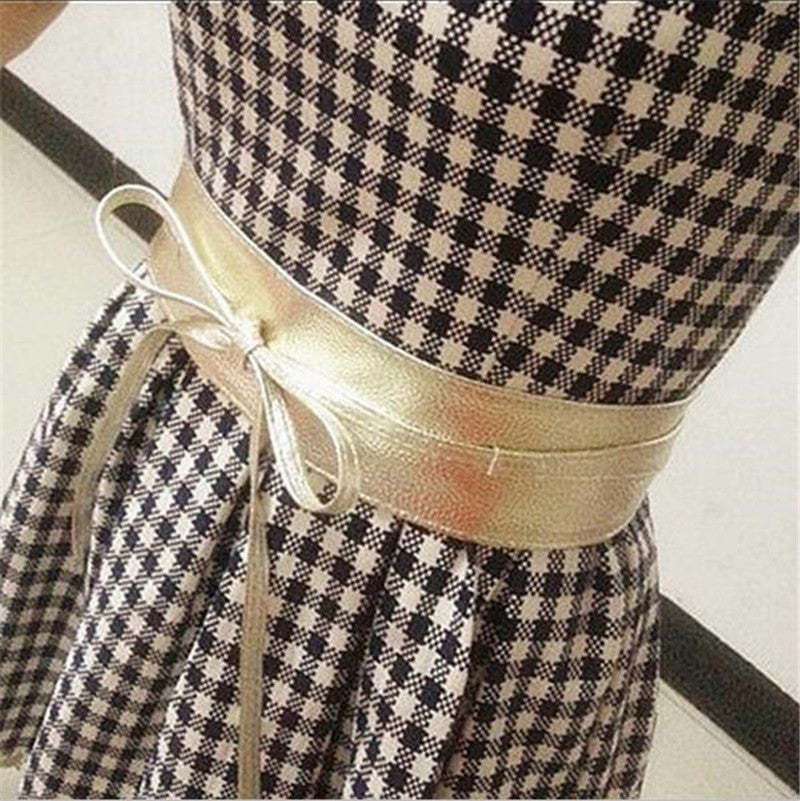 Fashion Circle Soft Leather Bowknot Body Shaping Band Belts for Women