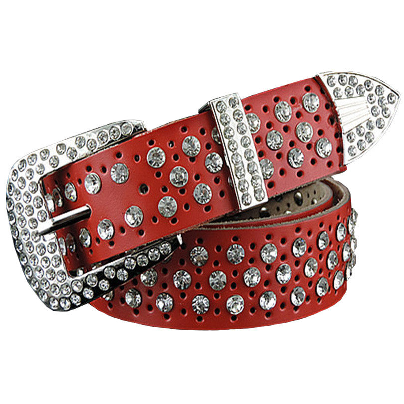 Rhinestone Luxury Design Genuine Leather High Quality Belt For Women