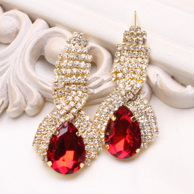 Fashion Water Drop Rhinestone Crystal Vintage Earrings