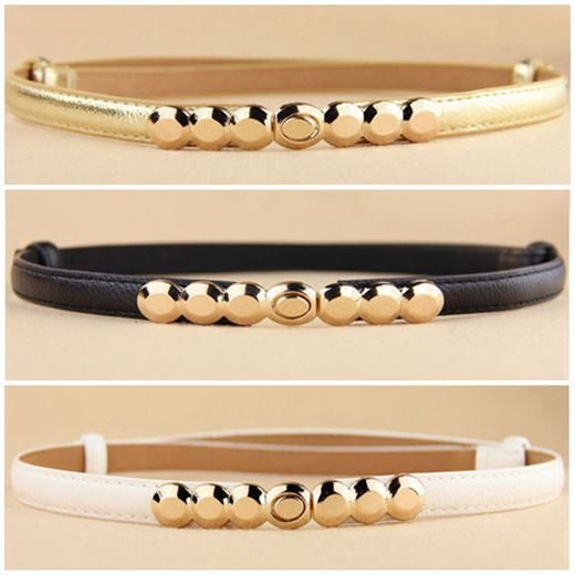 Decorative Gold Tone Alloy Buckle Thin Belt For Women