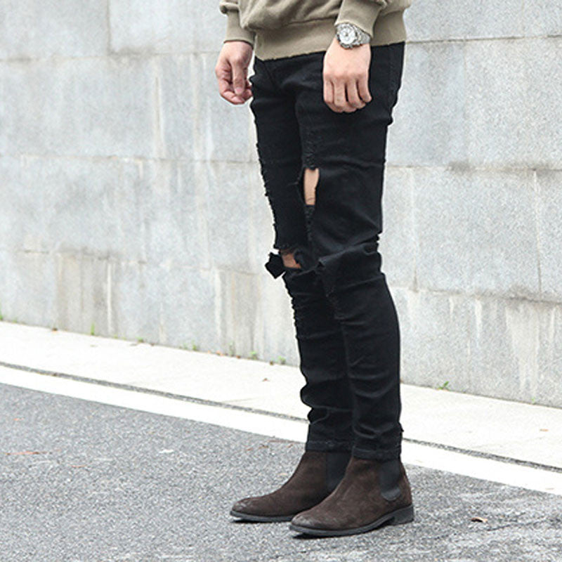 Cool Hip Hop Skinny Ripped Jeans For Men