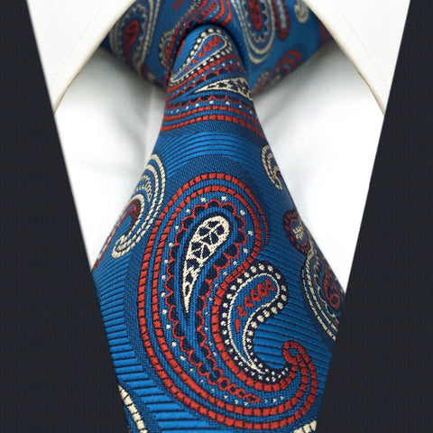 Blue Paisley Silk Woven Men's Ties