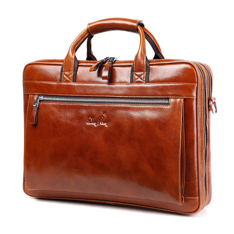Vintage Genuine Leather Top Quality Briefcase Laptop Bag For Men
