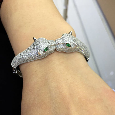 Beautiful & Luxurious Silver Panther Bracelets Women Fashion High Quality Jewelry