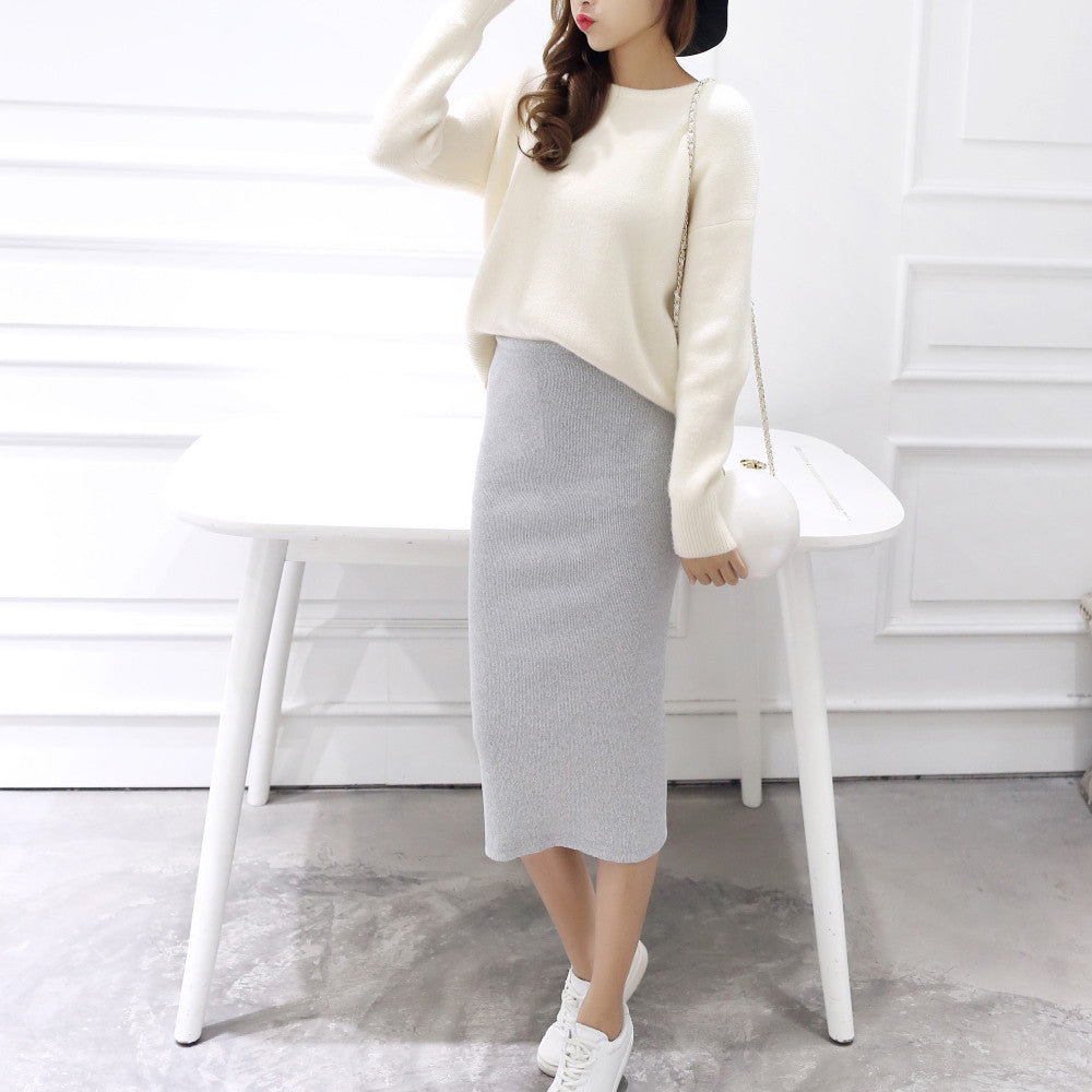 Step Stretch Slim Thin Female Waist Long Skirts