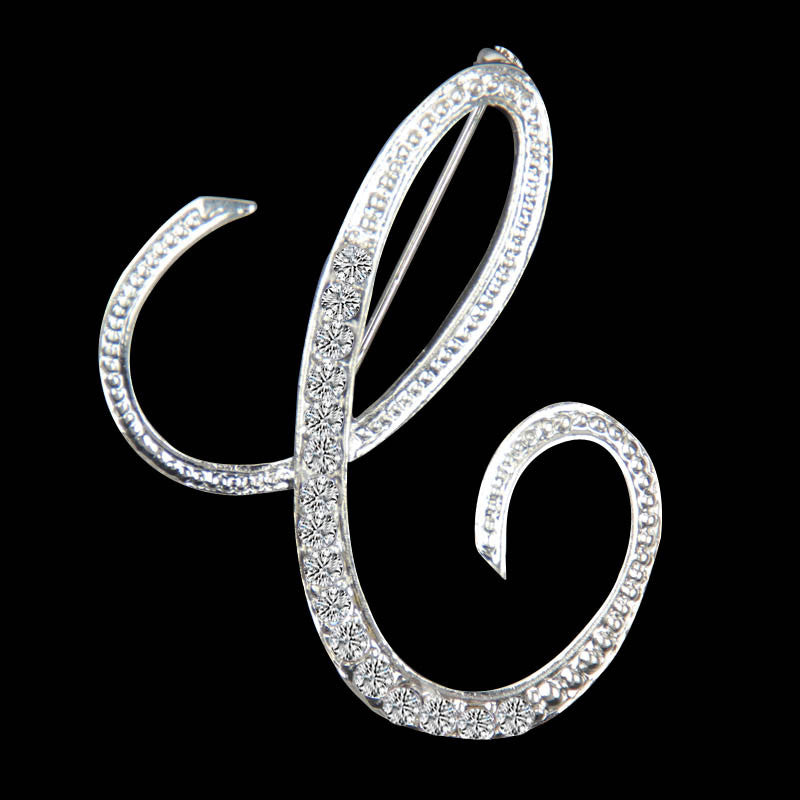High quality crystal 26 letters brooch