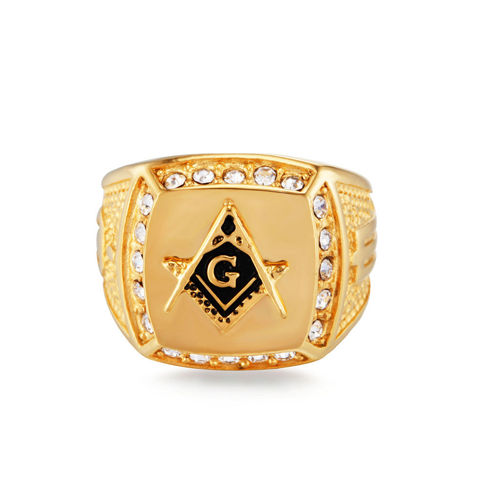 Freemason Ring Diamond Ring For Men mj-