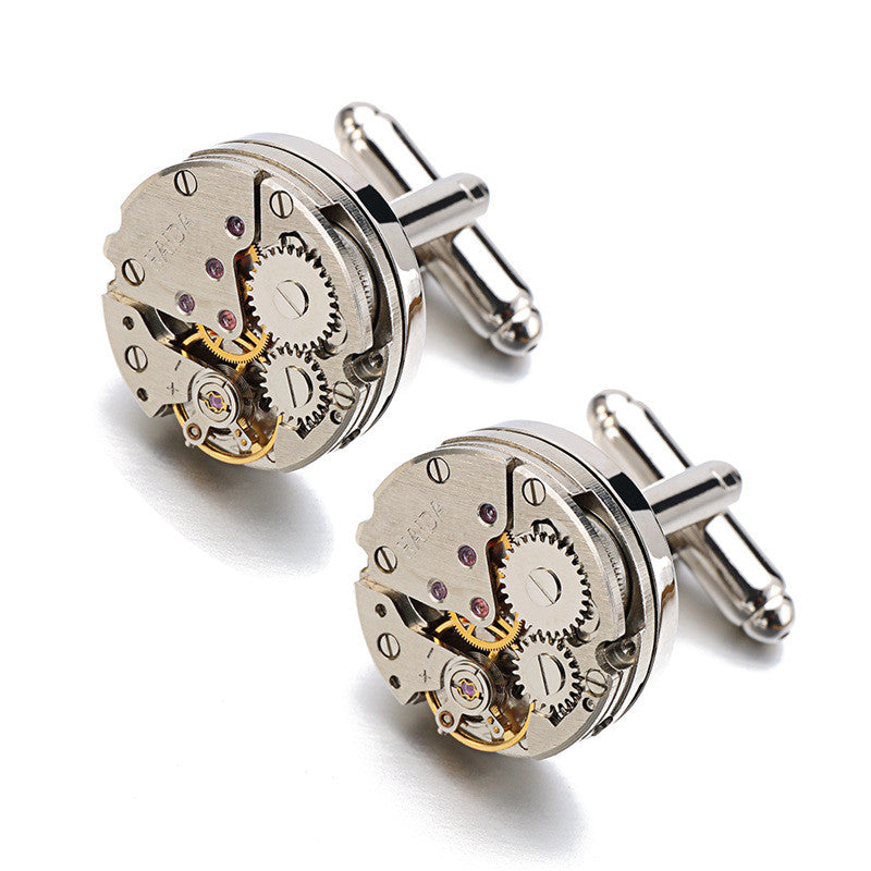 Watch Movement Gear Mechanism Cufflinks for Men