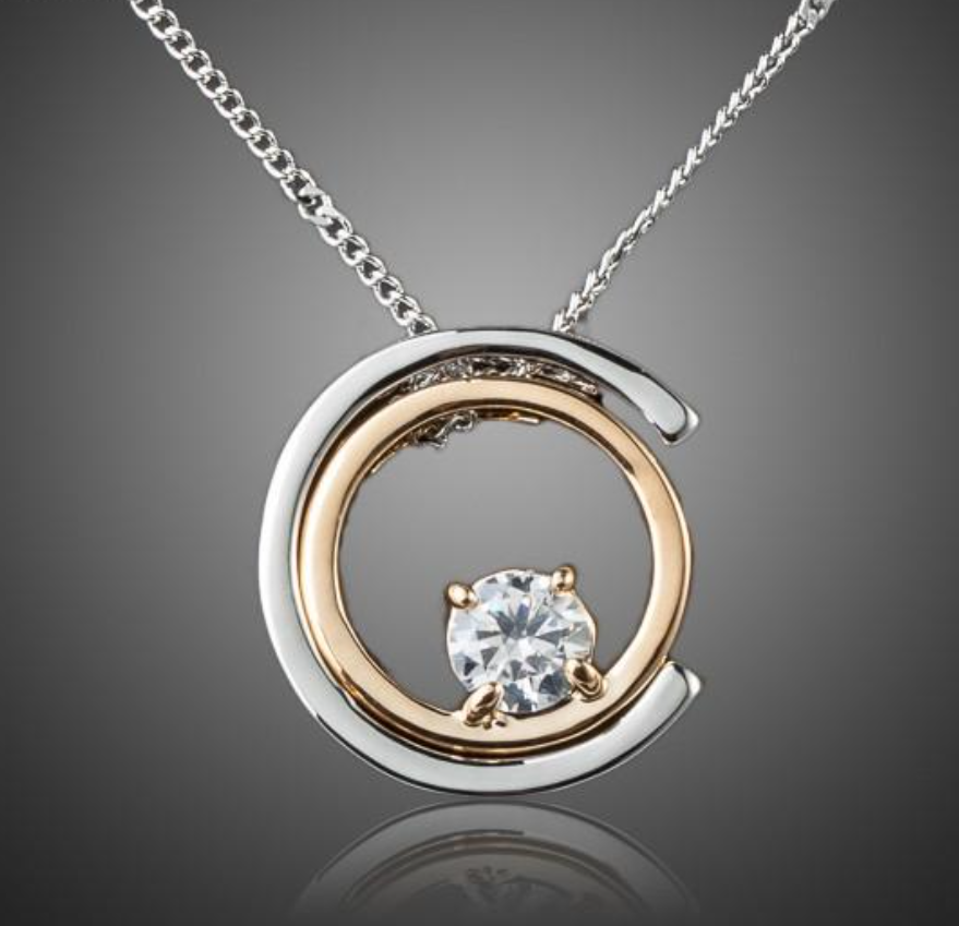 Classic Platinum Plated White Crystal Pendant Necklaces