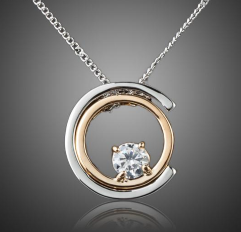 Classic Platinum Plated White Crystal Pendant Necklaces