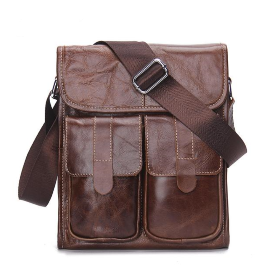 Genuine Leather Vintage Crossbody Bag for Men bc