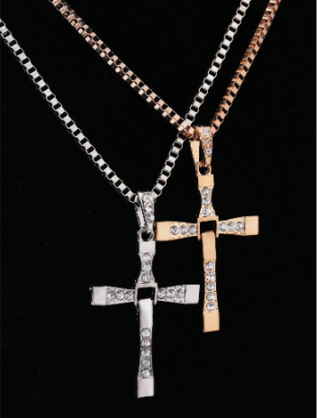 The Fast And Furious Design Crystal Cross Pendant Chain For Men mj-