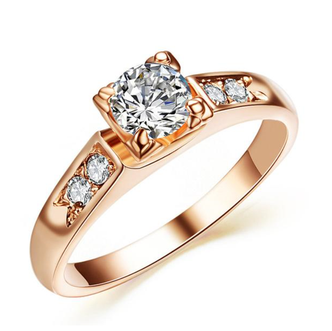 Rose Gold Plated Fashion Simulated Diamond Ring wr-