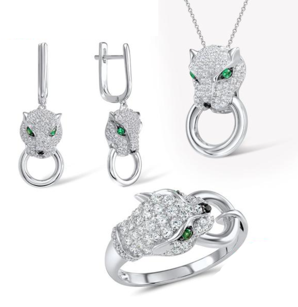 Luxury Jewelry Sets Leopard Gem Stone Ring Earrings Pendants wr-